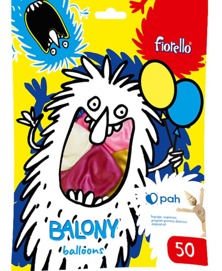 Baloni FIORELLO, spīdīgi, dažādas krāsas, 30 cm, 50 gab.