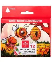 Vaškinės kreidelės KOH-I-NOOR Jumbo, tribriaunės, 12 spalvų