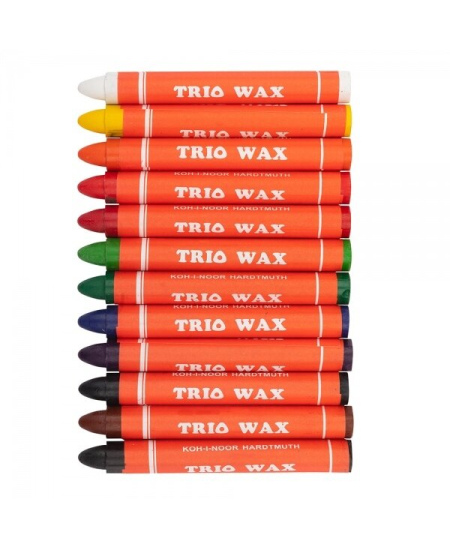 Vaska krītiņi KOH-I-NOOR Jumbo, trīsstūrveida, 12 krāsas