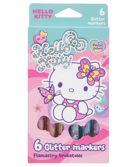 Spīdīgie marķieri HELLO KITTY Pastel, 6 pasteļtoņu krāsas