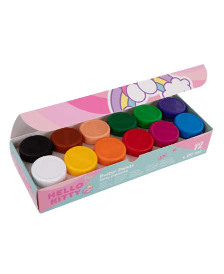 Guaša krāsas HELLO KITTY Pastel, 12 krāsas pa 20 ml