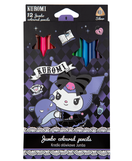 Krāsainie zīmuļi KUROMI Jumbo, 12 krāsas