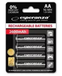 Uzlādējamas baterijas ESPERANZA HR6 (AA), 2600 mAh, 4 gab.