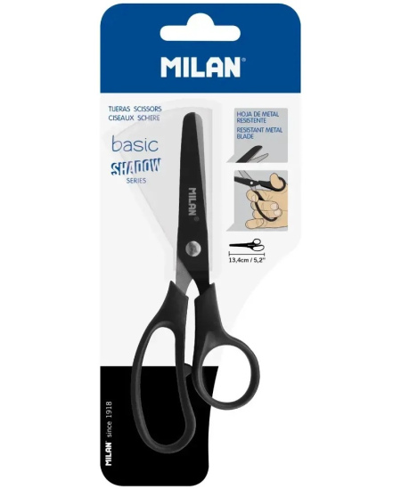 Bērnu šķēres MILAN Shadow, 13,4 cm, melnā krāsā