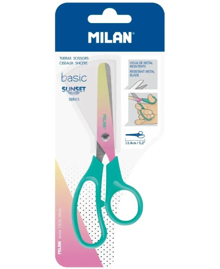 Bērnu šķēres MILAN Sunset, 13,4 cm, tirkīza krāsā