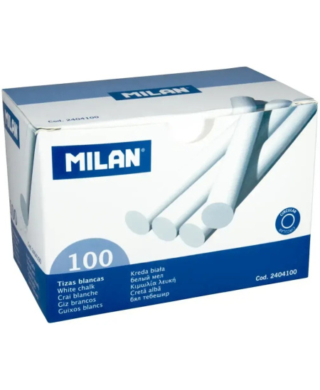 Skolas krīts MILAN, apaļš, baltā krāsā, 100 gab.