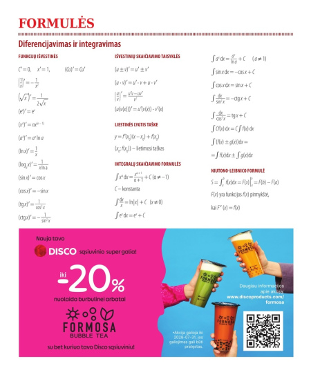 Formulu burtnīca rūtiņu DISCO, 5.-12. kl., matemātika, 38 lapas, 70 gms
