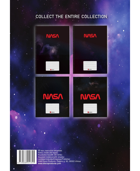 Burtnīca rūtiņās DISCO Nasa, 50 lapas, ar spirāli, 70 g/m²