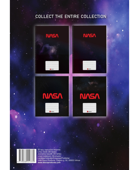 Burtnīca līnijās DISCO Nasa, 50 lapas, ar spirāli, 70 g/m²
