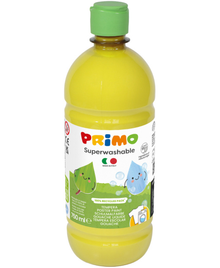 Īpaši labi mazgājama guaša krāsa PRIMO, dzeltena, 750 ml