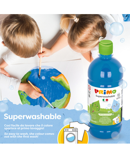 Īpaši labi mazgājama guaša krāsa PRIMO, dzeltena, 750 ml