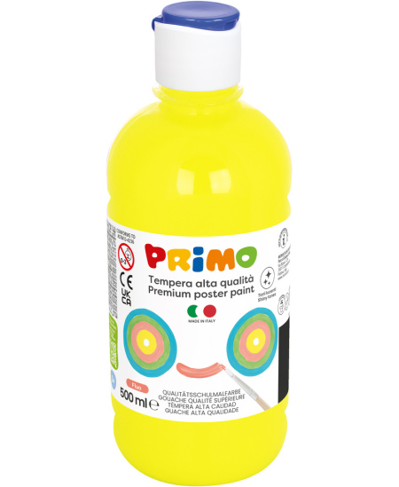 Premium guaša krāsa PRIMO, fluorescējoša dzeltena, 500 ml