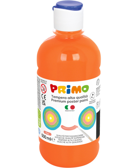Premium guaša krāsa PRIMO, fluorescējoša oranža, 500 ml