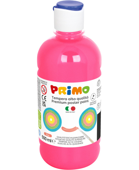Premium guaša krāsa PRIMO, fluorescējoša spilgti rozā, 500 ml