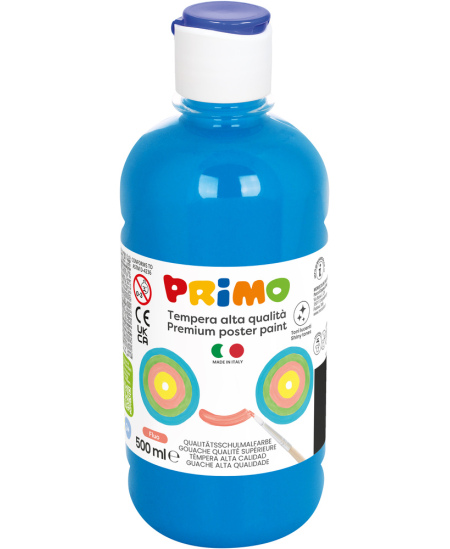 Premium guaša krāsa PRIMO, fluorescējoša tirkīza, 500 ml