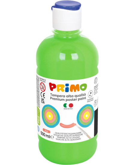 Premium guaša krāsa PRIMO, fluorescējoša zaļa, 500 ml