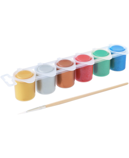 Guaša krāsa PRIMO, 6 metalizētas krāsas x 25 ml, ar otu