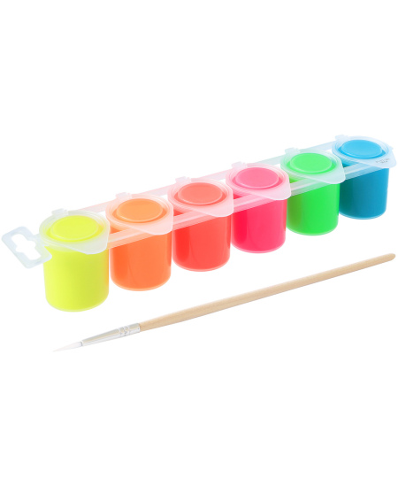 Guaša krāsa PRIMO, 6 fluorescējošas krāsas x 25 ml, ar otu