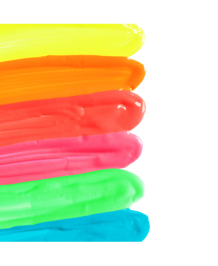 Guaša krāsa PRIMO, 6 fluorescējošas krāsas x 25 ml, ar otu