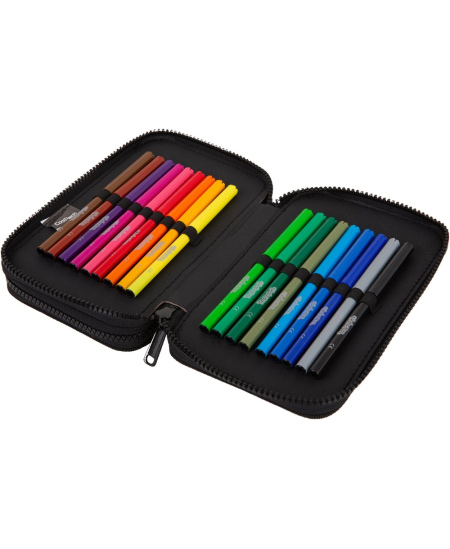 Penālis COOLPACK Daisy Black, ar diviem nodalījumiem, komplektēts