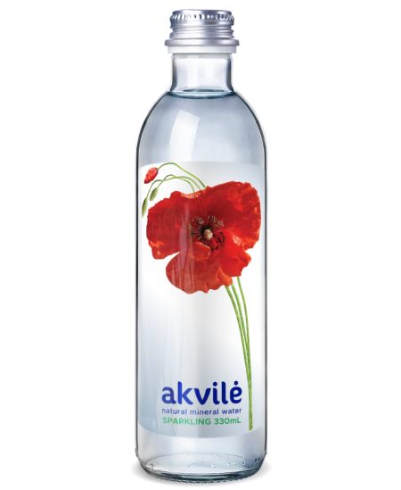 Minerālūdens AKVILĖ, 330 ml, stikla pudelē, viegli gāzēts