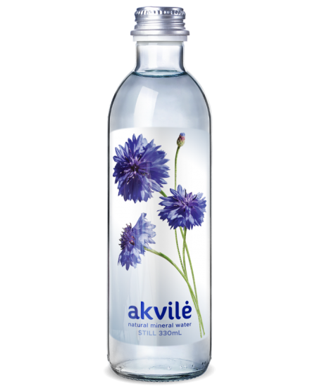 Minerālūdens AKVILĖ, 330 ml, stikla pudelē, negāzēts