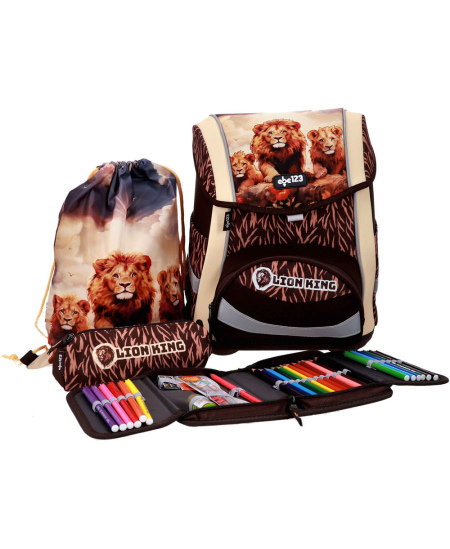 Mugursoma ar piederumiem ABC123 Ergo Premium Lion, 4 daļas