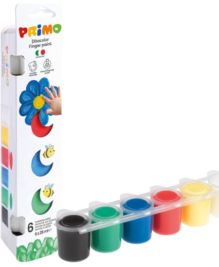 Pirkstu krāsas PRIMO, 6 krāsas x 25 ml