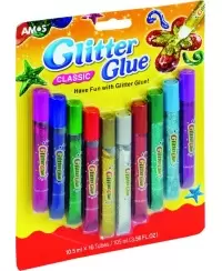Spalvoti klijai su blizgučiu AMOS Glitter, 10 spalvų