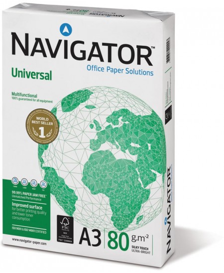 Papīrs NAVIGATOR Universal, 80 g/m2, A3, 500 lapas