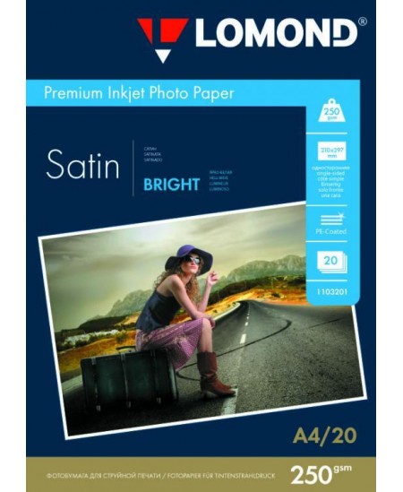 Fotopopierius LOMOND Premium, 250 g/m2, A4, šviesus atlasinis, 20 lapų
