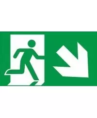 Evakuacinis ženklas \"Išėjimas žemyn į dešinę\"