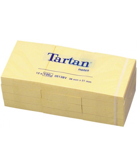 Līmlapiņas TARTAN, 51x38 mm, 1200 lapiņas, dzeltenas