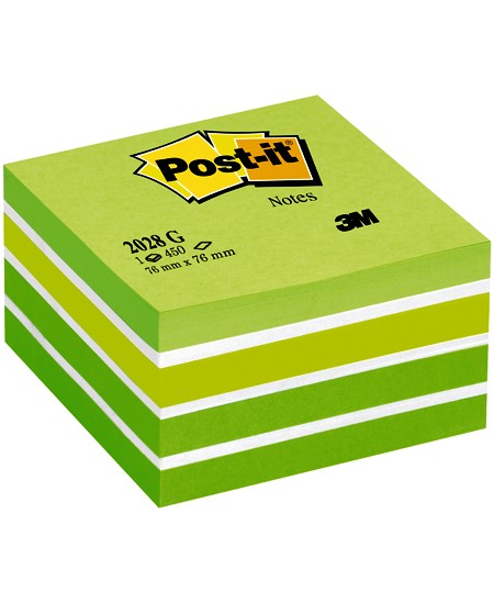 Līmlapiņu kubs POST-IT Green pastel, 76x76 mm, 450 lapiņas