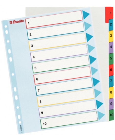 Sadalītāji dokumentiem ESSELTE, 1-10, krāsaini, daudzkārtēji, A4+